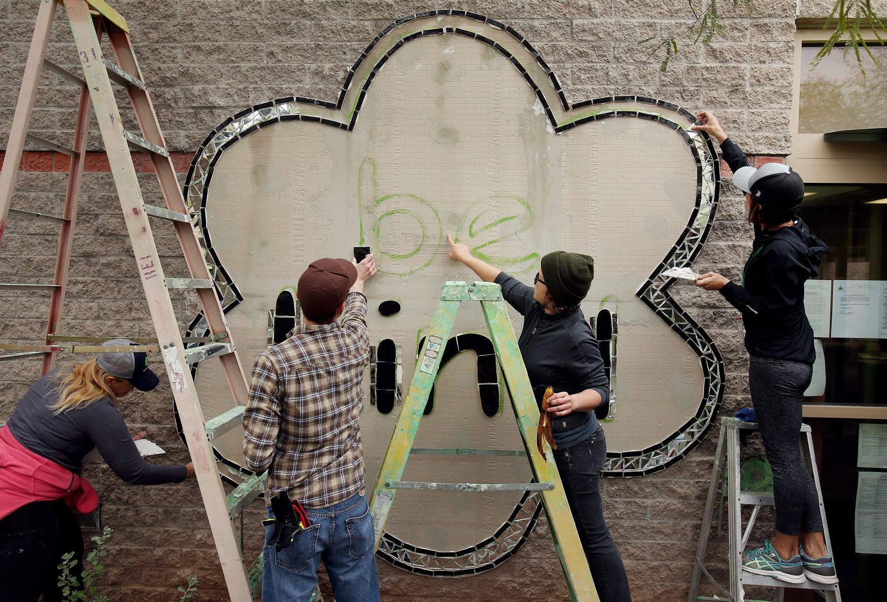 Ben's Bells "Be Kind" mosaic installation at Manzanita Elementary